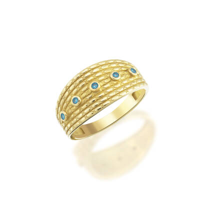 Firuze Taşlı Vintage Luna Yüzük - 1