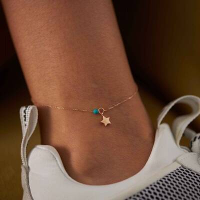 Firuze Taşlı Yıldız Altın Halhal - 1