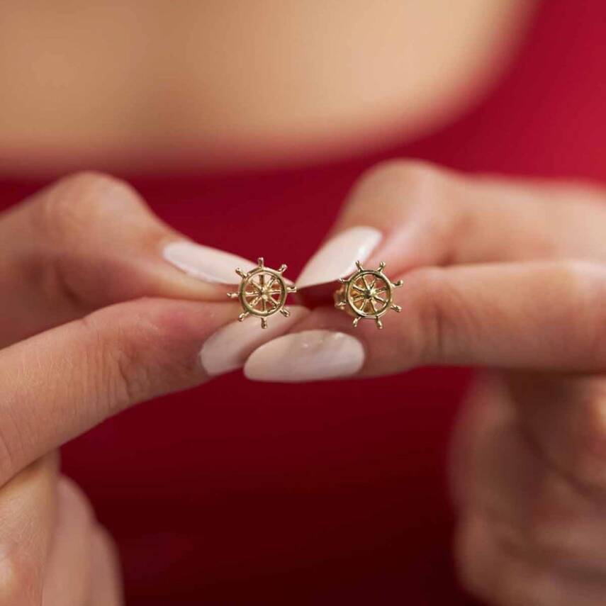 Gemi Dümeni Vidalı Altın Küpe - Semih Haşhaş Kuyumculuk