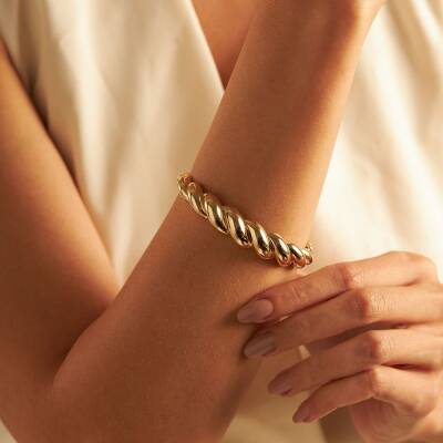 Geniş Burgu Altın Kelepçe Bilezik - 1