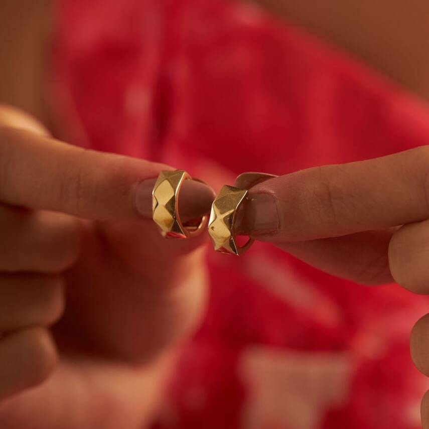 Geometrik Halka Altın Küpe - Semih Haşhaş Kuyumculuk (1)