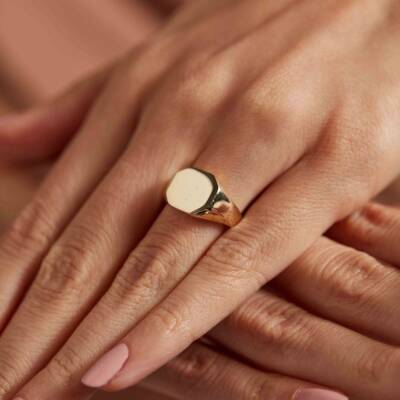 Geometrik Plaka Altın Yüzük - 1