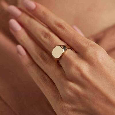 Geometrik Plaka Altın Yüzük - 2