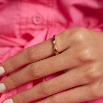 Geometrik Tasarımlı Altın Modern Yüzük - 1