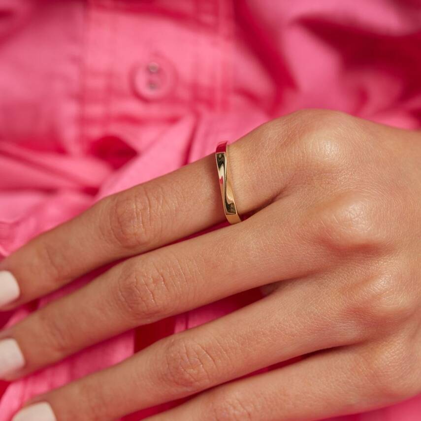 Geometrik Tasarımlı Altın Modern Yüzük - Semih Haşhaş Kuyumculuk