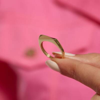 Geometrik Tasarımlı Altın Modern Yüzük - 2