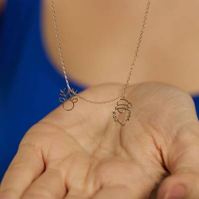 Geyik Ve Noel Baba Sallantılı Altın Kolye - 2