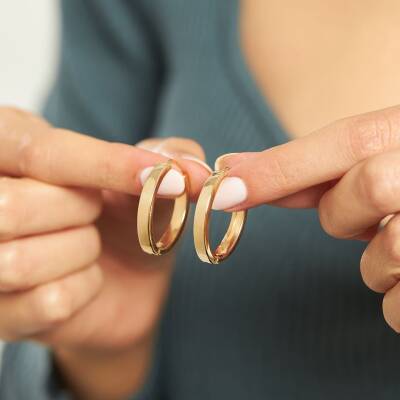 Gizli Kilit Oval Altın Küpe - 2