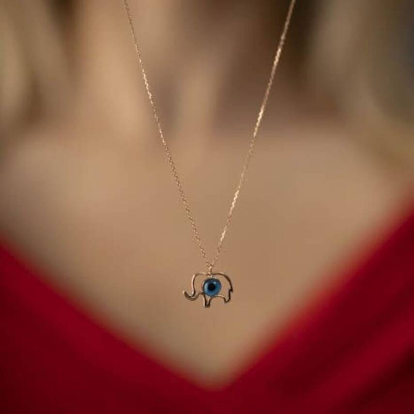 Göz Boncuklu Fil Altın Kolye - Semih Haşhaş Kuyumculuk