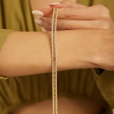 Greek Desen Taşlı Altın Bileklik - 1