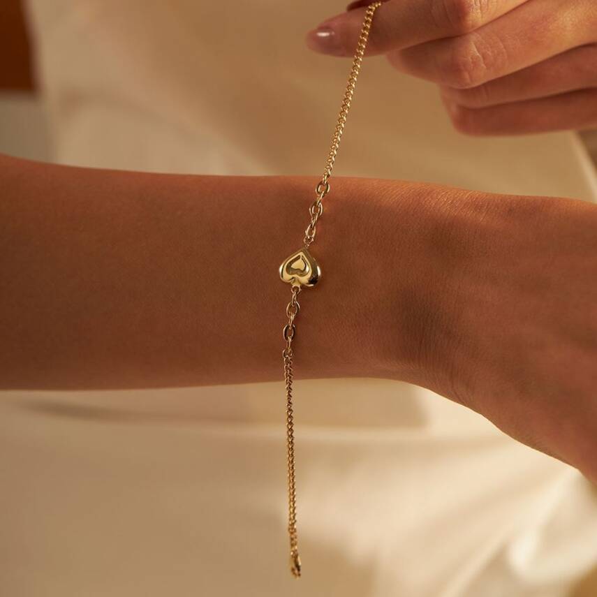 Gurmet Zincirli Kalp Altın Bileklik - Semih Haşhaş Kuyumculuk