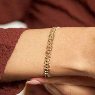 Halkalı Ve Geometrik Tasarımlı Altın Bileklik - 1