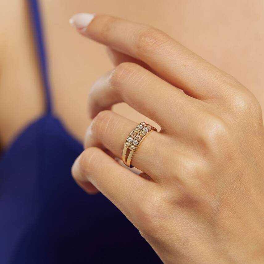 İki Sıra Dorika Toplu Altın Yüzük - Semih Haşhaş Kuyumculuk