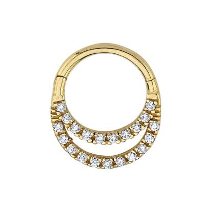 İki Sıra Taş Dizili Altın Helix Küpe - 1