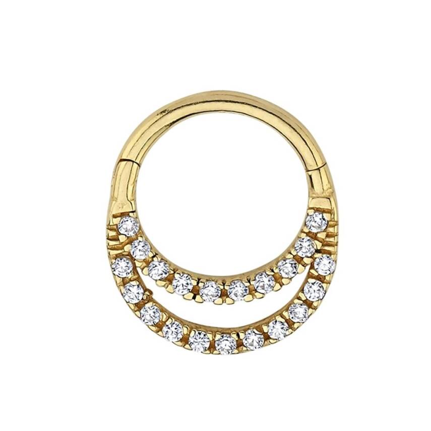 İki Sıra Taş Dizili Altın Helix Küpe - Semih Haşhaş Kuyumculuk