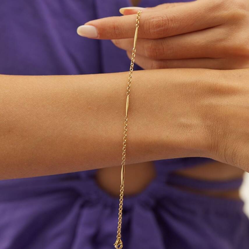 İnce Boru Detaylı Altın Zincir Bileklik - Semih Haşhaş Kuyumculuk