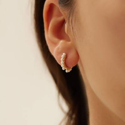 İncili Halka Altın Küpe - 1