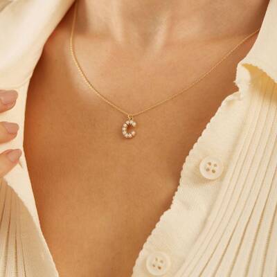 İncili Harf Altın Kolye - 1