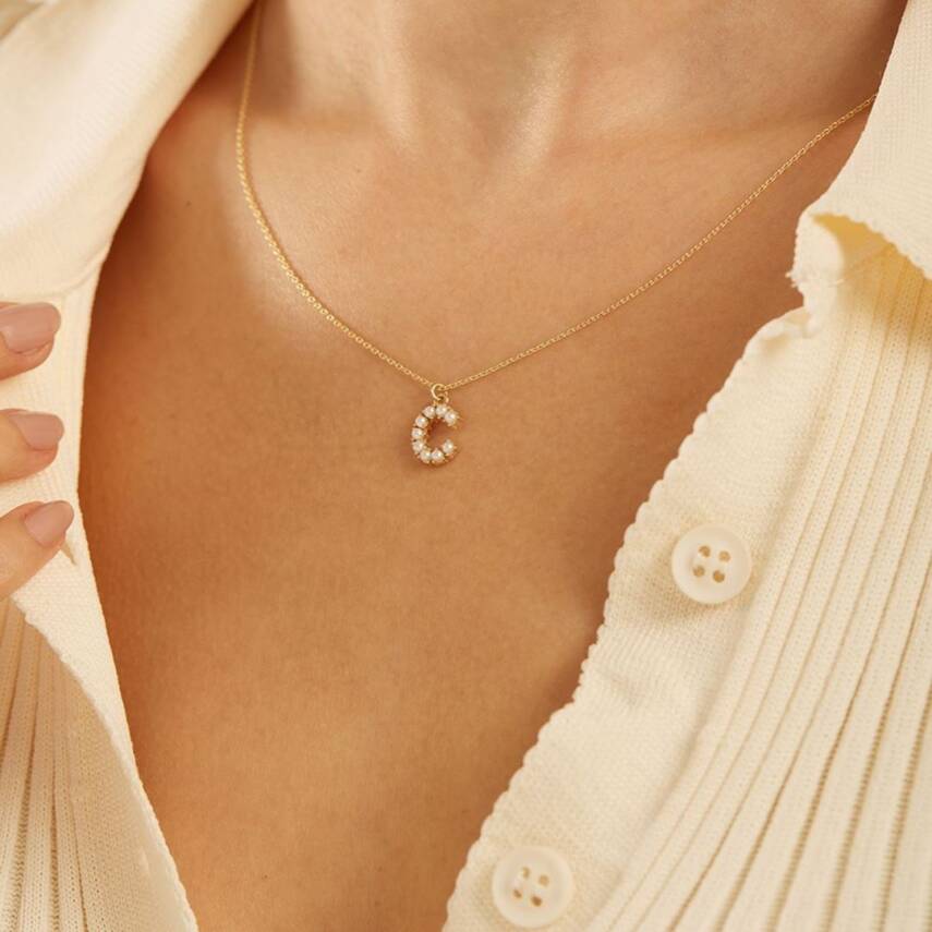 İncili Harf Altın Kolye - Semih Haşhaş Kuyumculuk