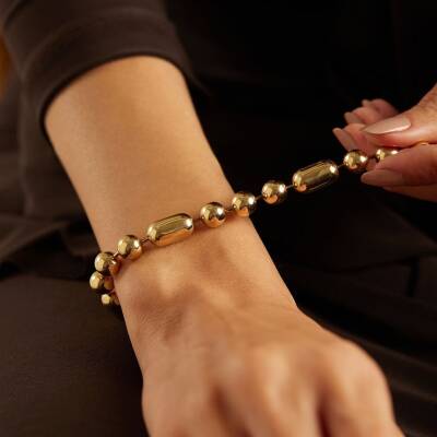 İri Formlu Altın Zincir Bileklik - 1