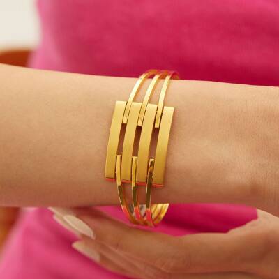 İri Kaburga Altın Kelepçe Bilezik - 1