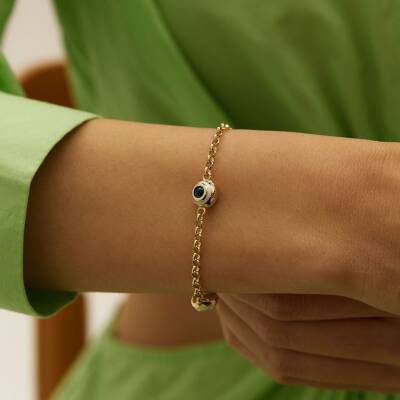 İri Nazar Boncuklu Altın Bileklik - 1