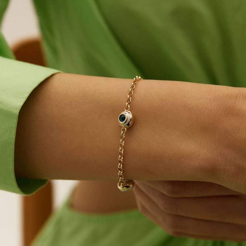 İri Nazar Boncuklu Altın Bileklik - Semih Haşhaş Kuyumculuk