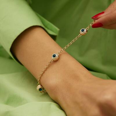 İri Nazar Boncuklu Altın Bileklik - 2