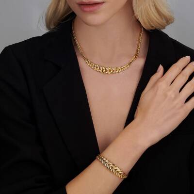 Kalemli Başak Model Altın Kolye - 1