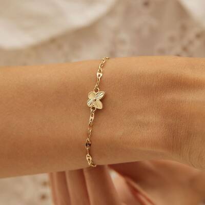 Kalemli Kelebek Altın Bileklik - 2