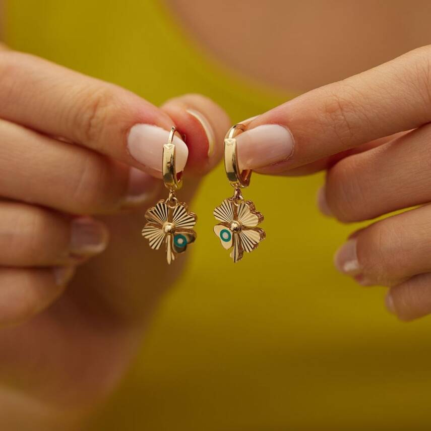 Kalemli Yonca Sallantılı Altın Küpe - Semih Haşhaş Kuyumculuk (1)