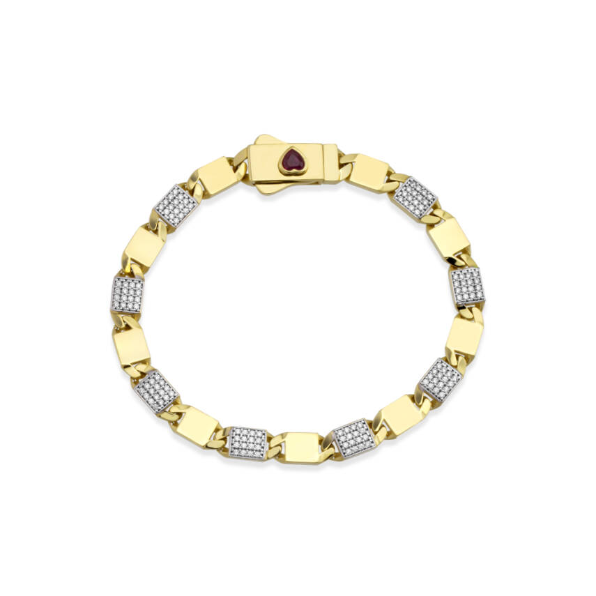 Kalp Detaylı Taşlı Geometrik Altın Bileklik - Semih Haşhaş Kuyumculuk