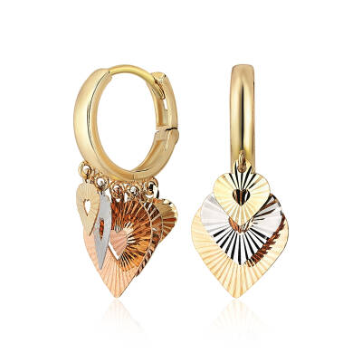 Kalp Sallantılı Altın Halka Küpe - 1