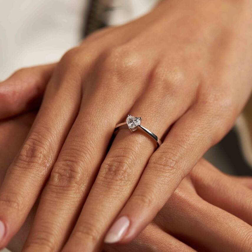 Kalp Tektaş Beyaz Altın Yüzük - Semih Haşhaş Kuyumculuk