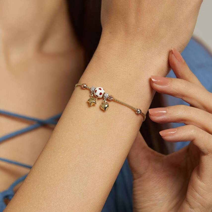 Kalp Ve Yıldız Sallantılı Mineli Altın Şans Bilekliği - Semih Haşhaş Kuyumculuk (1)