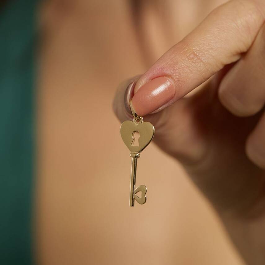 Kalpli Anahtar Altın Kolye Ucu - Semih Haşhaş Kuyumculuk