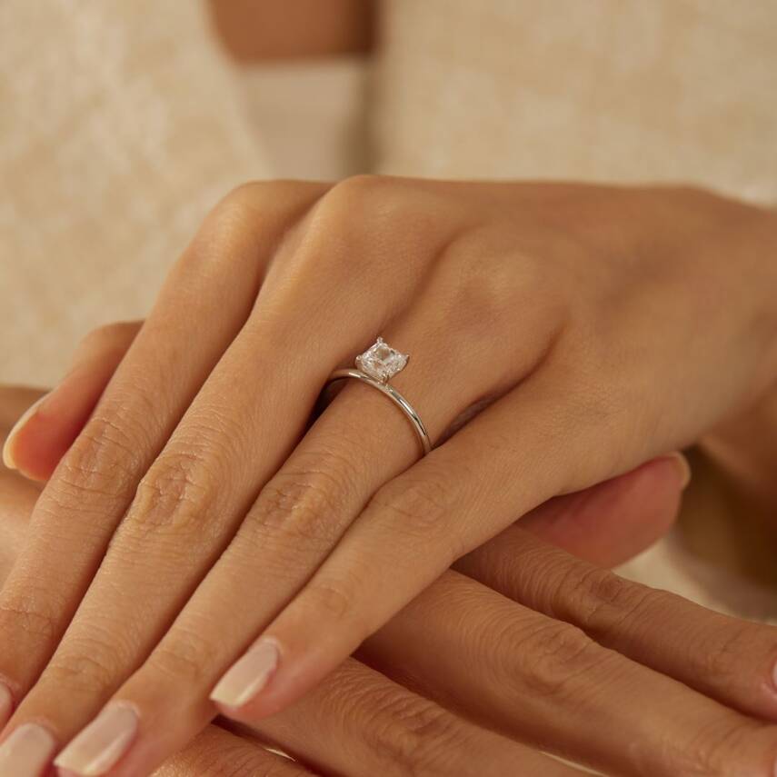 Kare Tektaş Beyaz Altın Yüzük - Semih Haşhaş Kuyumculuk (1)