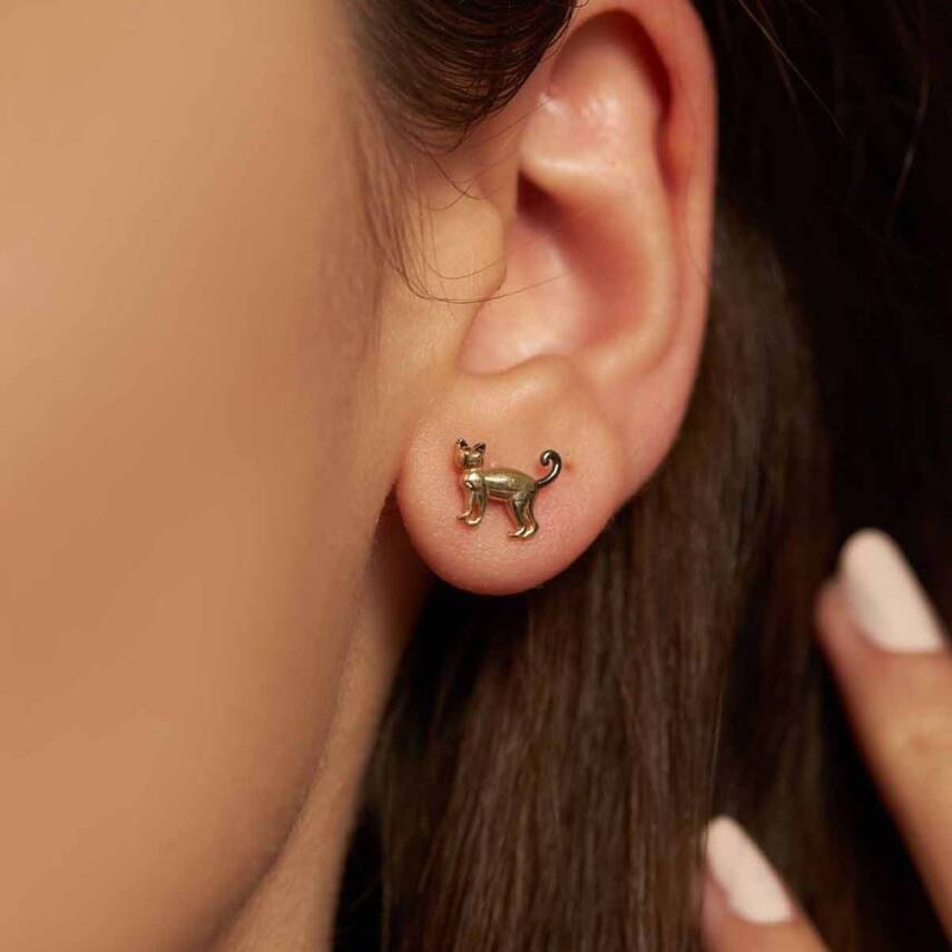 Kedi Altın Küpe - Semih Haşhaş Kuyumculuk