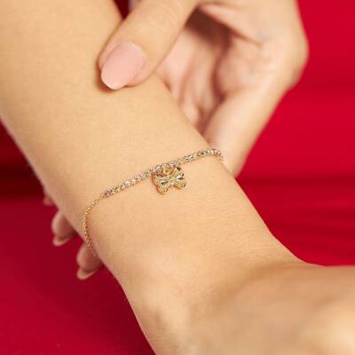 Kelebek Sallantılı Dorikalı Altın Bileklik - 1