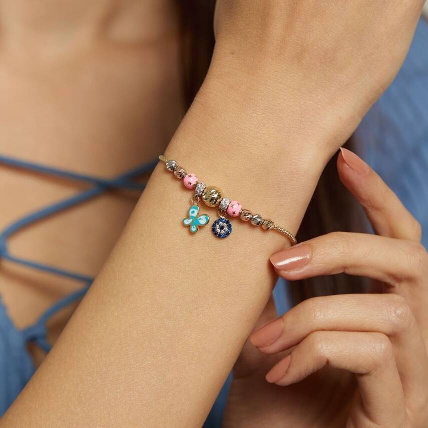 Kelebek Ve Nazar Boncuklu Dorikalı Altın Şans Bilekliği - Semih Haşhaş Kuyumculuk (1)