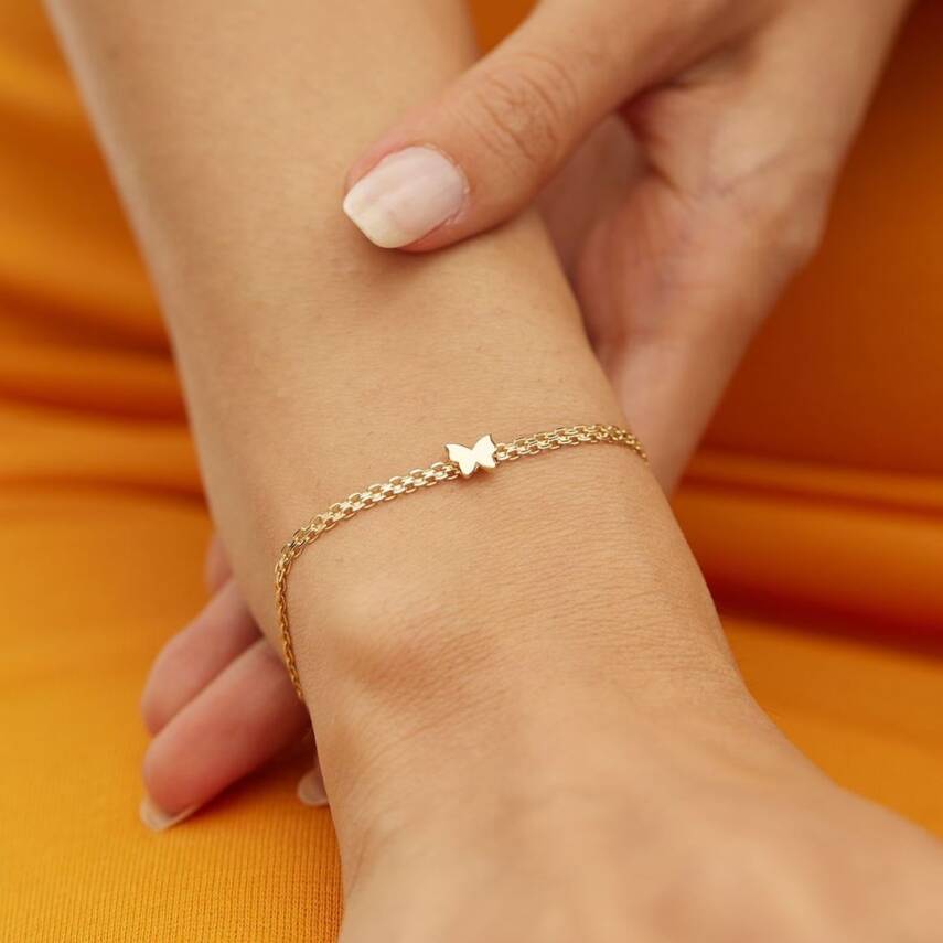 Kelebekli Bismark Zincir Altın Bileklik - Semih Haşhaş Kuyumculuk