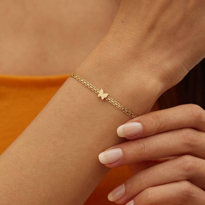 Kelebekli Bismark Zincir Altın Bileklik - Semih Haşhaş Kuyumculuk (1)