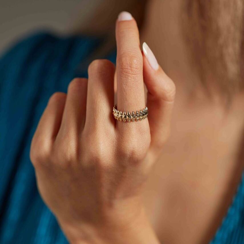 Kemer Detaylı Özel Tasarım Altın Yüzük - 1