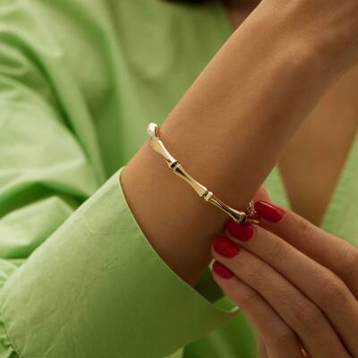 Kemik Model Altın Kelepçe Bilezik - 1