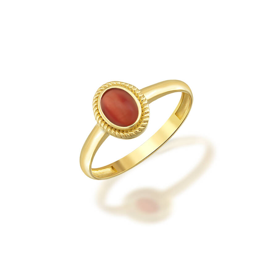 Kırmızı Taşlı Altın Yüzük - 1