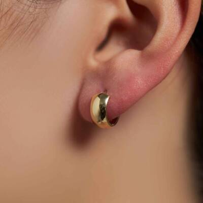 Klasik Bombeli Halka Altın Küpe - 1