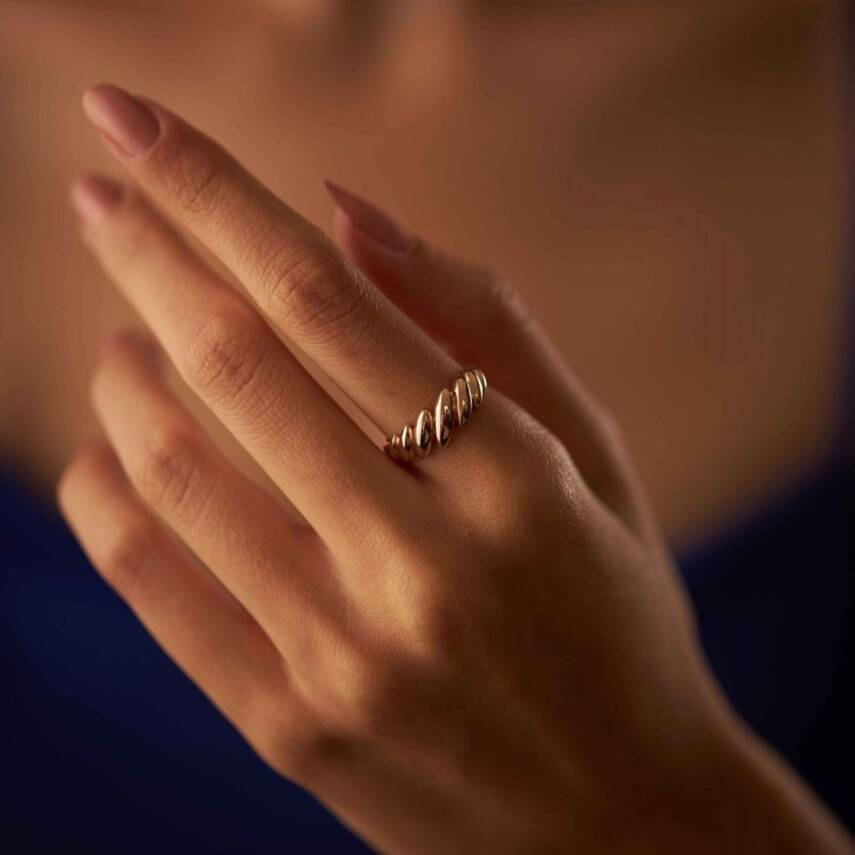 Klasik Sarmal Tasarım Altın Yüzük - 1