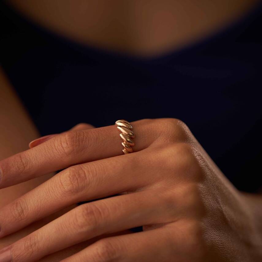 Klasik Sarmal Tasarım Altın Yüzük - 2