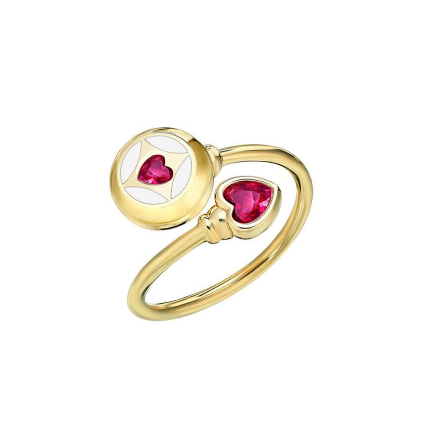 Kozmos Pembe Kalpli İkili Cetaş Altın Yüzük - Cetaş 