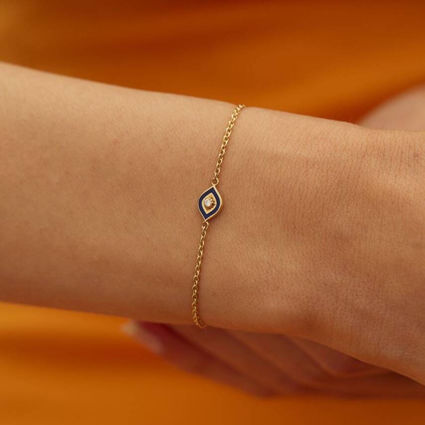 Lacivert Mineli Taşlı Altın Bileklik - Semih Haşhaş Kuyumculuk